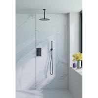 Fortifura Calvi Inbouw Regendoucheset - thermostatisch - plafondarm - 30cm hoofddouche - staaf handdouche - metalen doucheslang - geborsteld Gunmetal PVD SW1139123/SW720558/SW706207/SW721170/SW766536/SW76