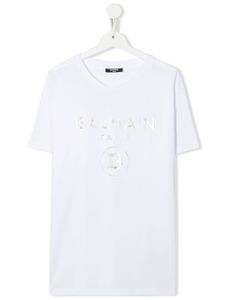 Balmain Kids t-shirt à logo imprimé - Blanc