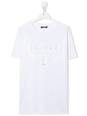 Balmain Kids t-shirt à logo imprimé - Blanc