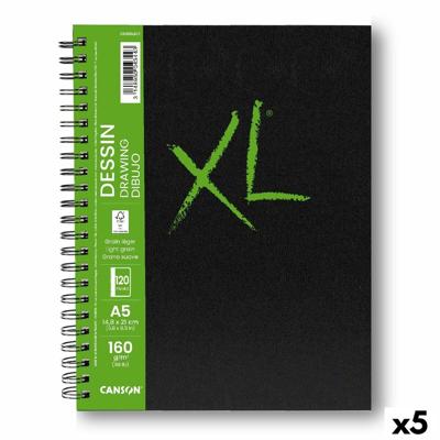 Tekenblok Canson XL Drawing Wit A5 5 Stuks 60 Lakens 160 g/m2 148 x 210 mm