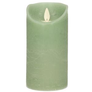 Led kaars/stompkaars - jade groen - H15 x D7,5 cm - wax - warm wit licht - bewegende vlam