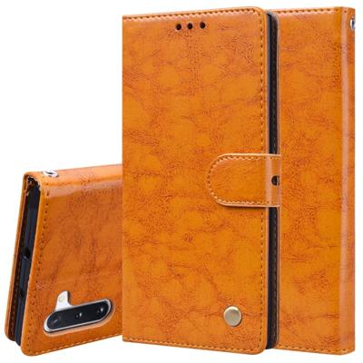 Voor Galaxy Note 10 Business stijl olie Wax textuur horizontale Flip lederen draagtas met houder & kaartsleuven & portemonnee (oranje-geel)