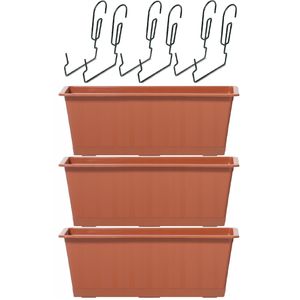 4x Kunststof Agro plantenbakken/bloembakken terracotta 9 liter met ophangbeugels