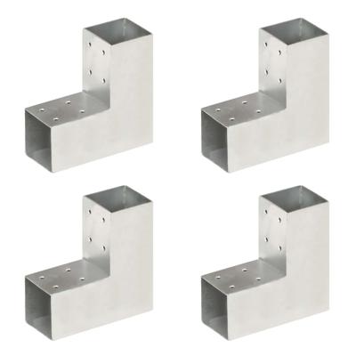 VidaXL Paalverbindingen 4 st l-vorm 71x71 mm gegalvaniseerd metaal