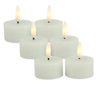 Countryfield LED theelichtjes/waxinelichtjes - 6x st - wit - D4 x H5,2 cm - met timer