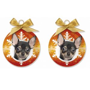 2x stuks dieren kerstballen Chihuahua hondje 8 cm