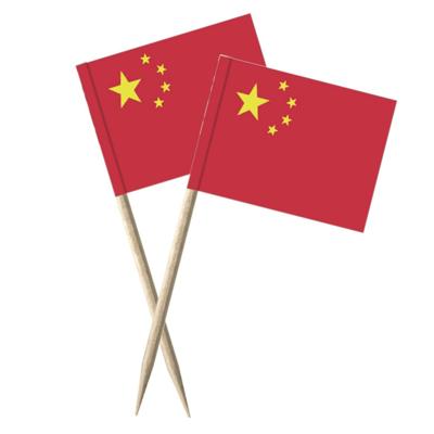 Cocktailprikkers vlag China - 150x stuks - 8 cm vlaggetjes - landen decoratie - Prikkertjes
