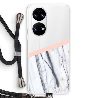 A touch of peach: Huawei P50 Transparant Hoesje met koord