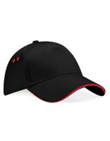 Beechfield CB15C Ultimate 5 Panel Cap - Sandwich Peak - Black/Classic Red - One Size - thumbnail