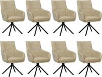 Set van 8 Taupe leren industriële draaibare eetkamerstoelen Fancy - Kenia Leer Taupe (taupe leer)