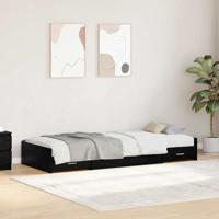 Opbergbedframe met hoofdeinde Zwart Eiken 75 x 190 cm Bewerkt hout