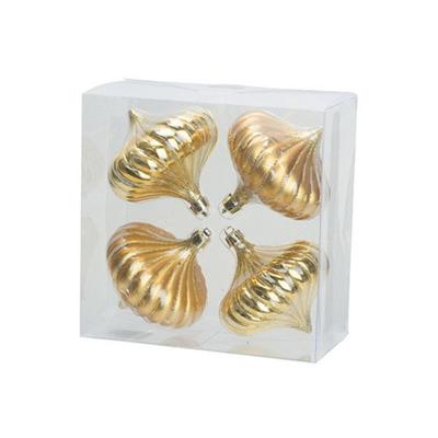 Cosy & Trendy Kerstballen - 4 stuks - goud - tol - 10 cm - kunststof