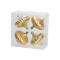 Cosy & Trendy Kerstballen - 4 stuks - goud - tol - 10 cm - kunststof