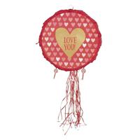 Boland verjaardag pinata - rood - hartje - love - D40 cm - Valentijnsdag