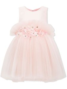 Tulleen robe en tulle à fleurs appliquées - Rose