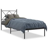 Bedframe met hoofdbord metaal zwart 75x190 cm