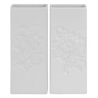 2x Witte radiator bak luchtbevochtigers / waterverdampers bloemen motief 20 cm