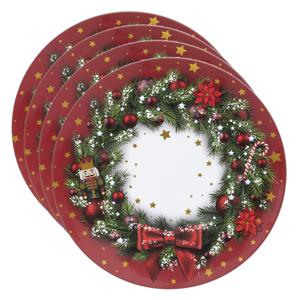 Set van 4x stuks ronde kerst onderborden kerstkrans 33 cm