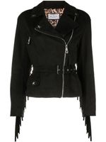 Philipp Plein veste de moto frangée à détails de clous - Noir - thumbnail