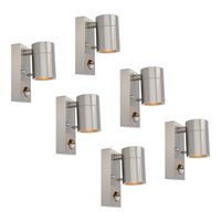 HOFTRONIC™ 6x Mason wandlamp - 2700K warm wit - Bewegingsmelder en schemerschakelaar - IP44 spatwaterdicht - Spotlight voor binnen en buiten - RVS HOFTRONIC™ 6x Mason wandlamp - 2700K warm wit - Bewegingsmelder en schemerschakelaar - IP44 spatwaterdicht - Spotlight voor binnen en buiten - RVS