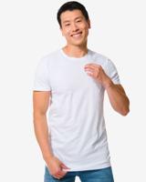 HEMA Heren T-shirt Regular Fit O-hals Extra Lang - 2 Stuks Wit (wit)