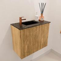 Toiletmeubel Mondiaz Joya Dlux | 50 cm | Meubelkleur Oak | Faye wastafel Lava Wasbak Links | 1 kraangat