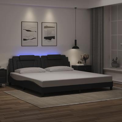 Bedframe "Viana" met LED zonder matras kunstleer zwart 200x200 cm