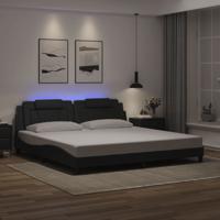 Bedframe "Viana" met LED zonder matras kunstleer zwart 200x200 cm