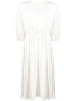 Moncler robe mi-longue en coton à taille ceinturée - Blanc