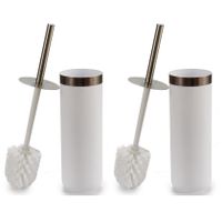 Set van 2x stuks toiletborstel/wc-borstel wit kunststof 38,5 cm - thumbnail