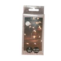 Draadverlichting lichtsnoer - 40 led lampjes - warm wit - zilver draad - 200 cm - lichtdraad