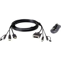 ATEN KVM Aansluitkabel [1x HDMI-stekker, USB-A 2.0 stekker, Jackplug male 3,5 mm - 1x DVI-D-stekker, USB 2.0 bus B, Jackplug male 3,5 mm] 1.80 m Zwart - thumbnail