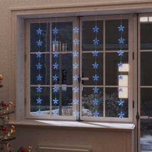 VidaXL Lichtsnoergordijn sterren met 200 led&apos;s en 8 functies blauw