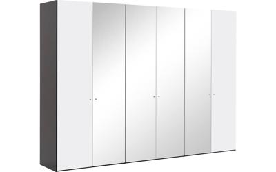 Goossens Kledingkast Easy Storage Ddk, Kledingkast 304 cm breed, 220 cm hoog, 2x draaideur en 4x spiegel draaideur midden