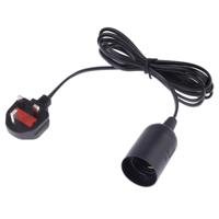 E27 Wire Cap lamp houder kroonluchter stopcontact met 1.8 m verlengkabel grote UK plug (zwart)