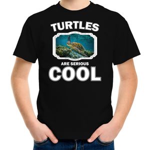 Dieren zee schildpad t-shirt zwart kinderen - turtles are cool shirt jongens en meisjes