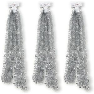 3x Zilveren kerstslingers 5 x 270 cm kerstboom versieringen