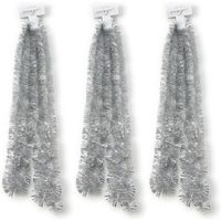 3x Zilveren kerstslingers 5 x 270 cm kerstboom versieringen
