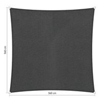 Shadow Comfort vierkant 3,6x3,6m Carbon Black met bevestigingsset - thumbnail
