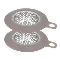 Gerimport gootsteen zeefje - 2x8 cm - zilver - metaal - wasbak - keukenaccessoires
