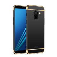 MOFI voor Galaxy A8 (2018) drie fase Splicing Full-body ruige PC beschermende back cover Case(Black)
