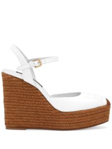 Dolce & Gabbana 90mm logo-embroidered wedge sandals - WHITE