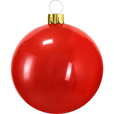 Mega grote decoratie kerstbal - 65 cm - rood - opblaasbaar