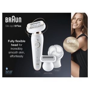 Braun Silk-épil 9 Flex 9-030 - Epilator Voor Vrouwen Met Flexibele Kop Voor Ontharen, Wit/Goud