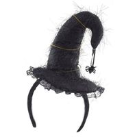 Funny Fashion Halloween heksenhoed - mini hoedje op diadeem - one size - zwart - meisjes/dames - Verkleedhoofddeksels - thumbnail