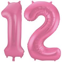 Folat Verjaardag Leeftijd folieballon - 12 jaar - roze - 86 cm - cijferballon groot