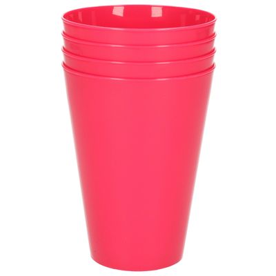 4x drinkbekers van kunststof 430 ml in het roze