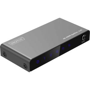 Digitus DS-55336 1 + 2 poorten HDMI-splitter LED-weergave, Met status-LEDs, Met metalen behuizing, Individueel schakelbaar, Ultra HD-geschikt 3840 x 3840 Pixel