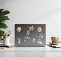 Bloemen- en zonstickerset laptop sticker