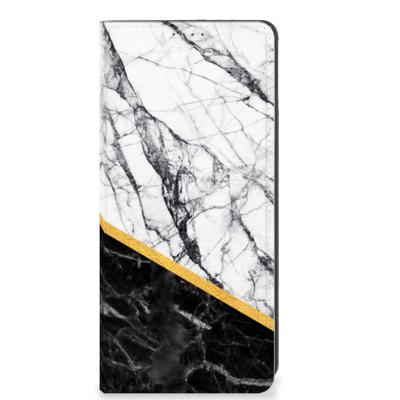 OPPO A78 | A58 5G | Standcase | Marmer Wit Zwart - Origineel Cadeau Man